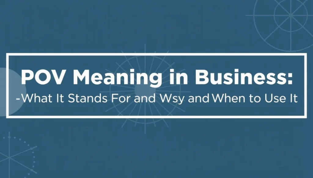 POV meaning business — POV Meaning in Business: What It Stands For and When to Use It